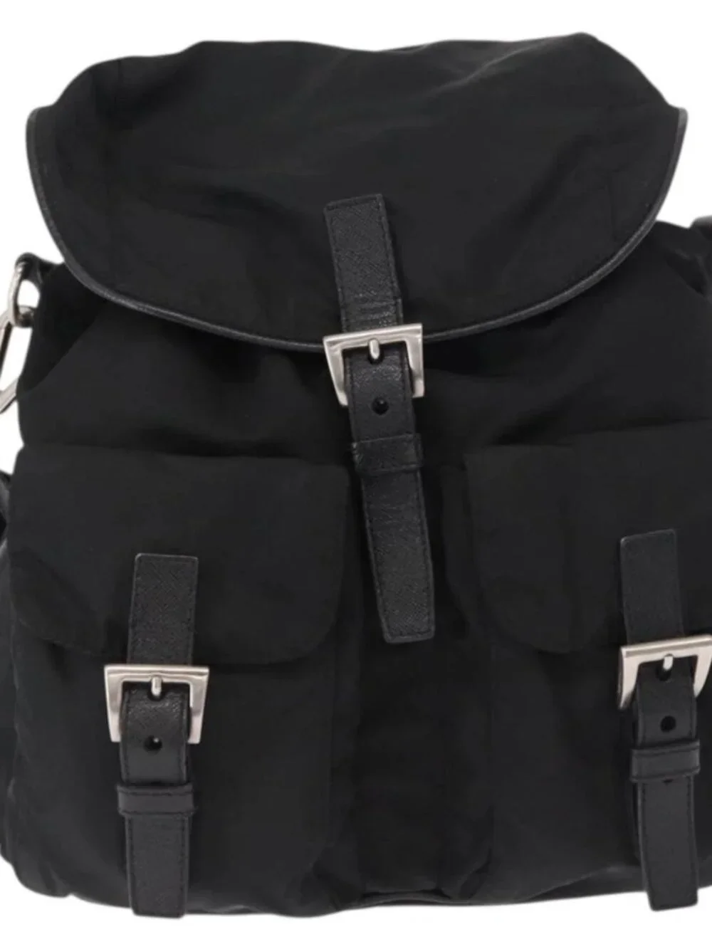 PRADA Shoulder Bag Nylon Black Silver